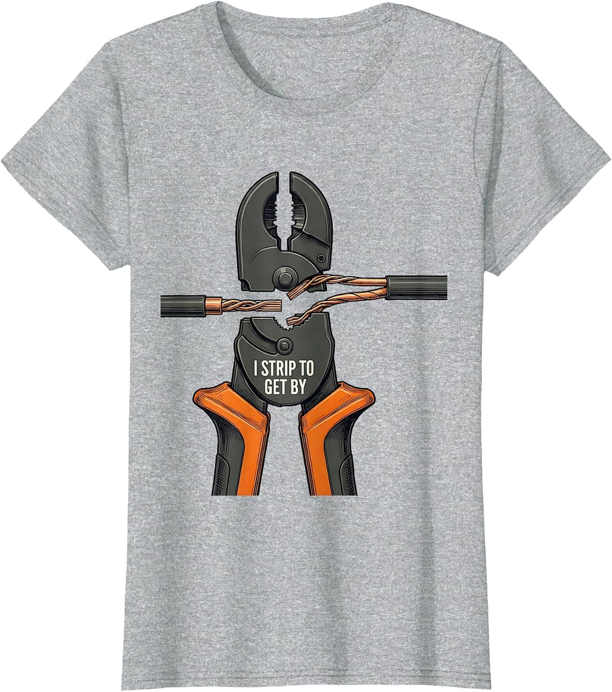 Women's I Strip To Get By Funny Electrician Trade Skeleton Sarcastic T-Shirt - Heather Grey