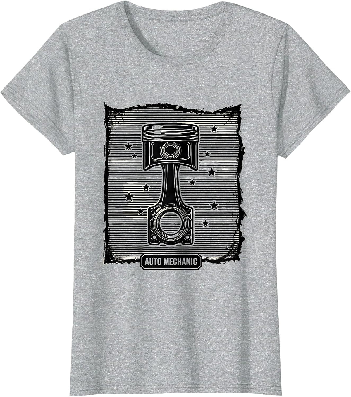 Women's Auto Mechanic Patriotic Flag Line Art Car Mechanic Gift T-Shirt - Heather Grey