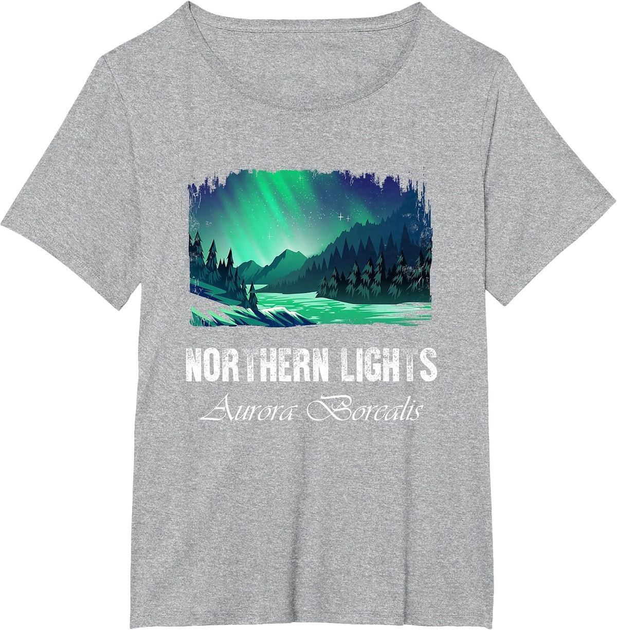 Northern Lights Aurora Borealis Tee T-Shirt - Heather Grey
