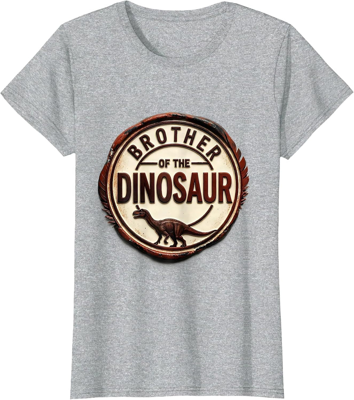 Brother of the Dinosaur Rubber Stamp Halloween Family T-Shirt - Heather Grey