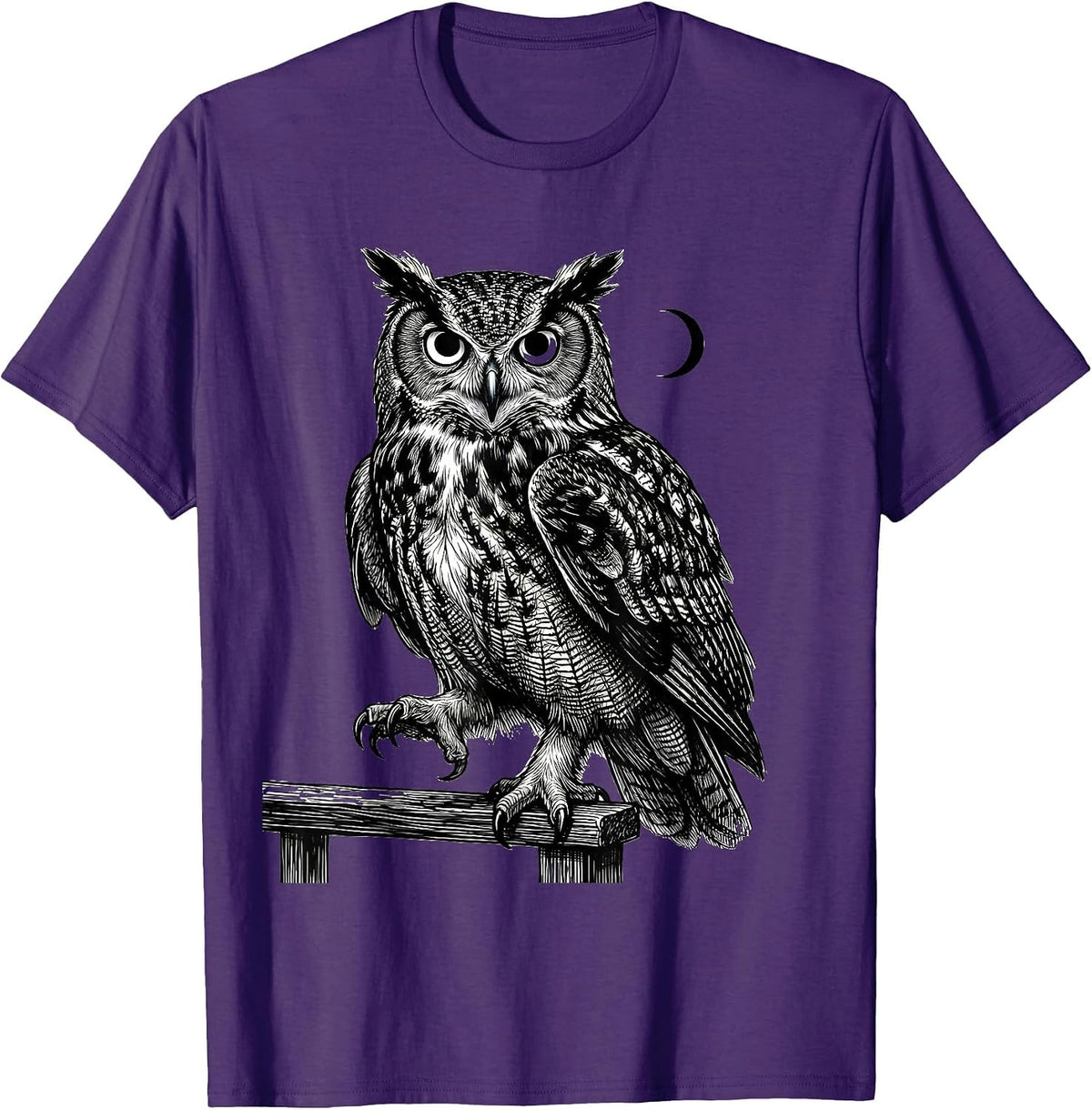 Men's Three-Quarter Owl Line Art Funny Owl Lover Gift T-Shirt - Purple
