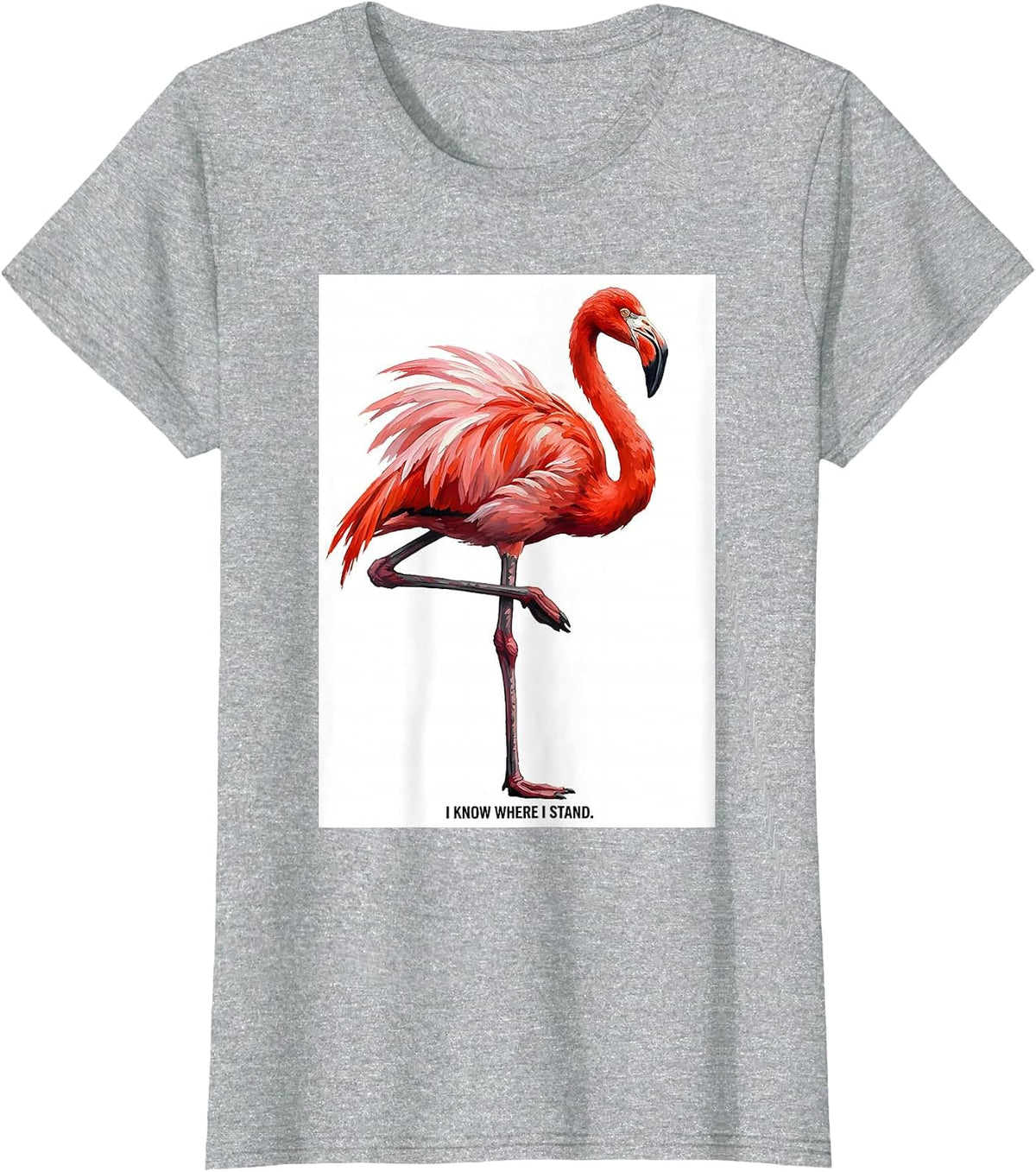 Women's I Know Where I Stand Flamingo Humor Novelty Bird Lover Gift T-Shirt - Heather Grey