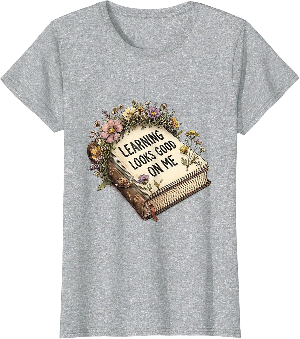 1st Grade Learning Looks Good On Me Girls Design T-Shirt - Heather Grey