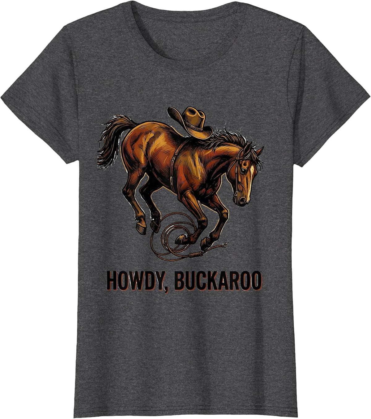 Women's Howdy Buckaroo Funny Western Cowboy Cowgirl Rodeo Pride T-Shirt - Dark Heather Grey