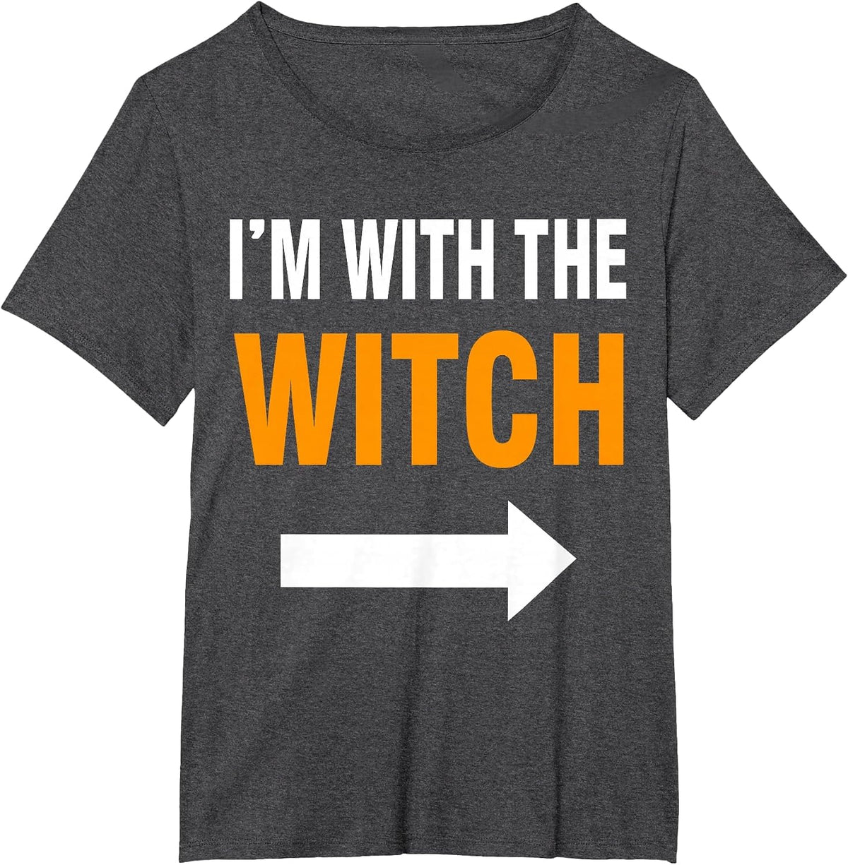 Halloween for Men I'm with The Witch Funny Halloween T-Shirt - Dark Heather Grey