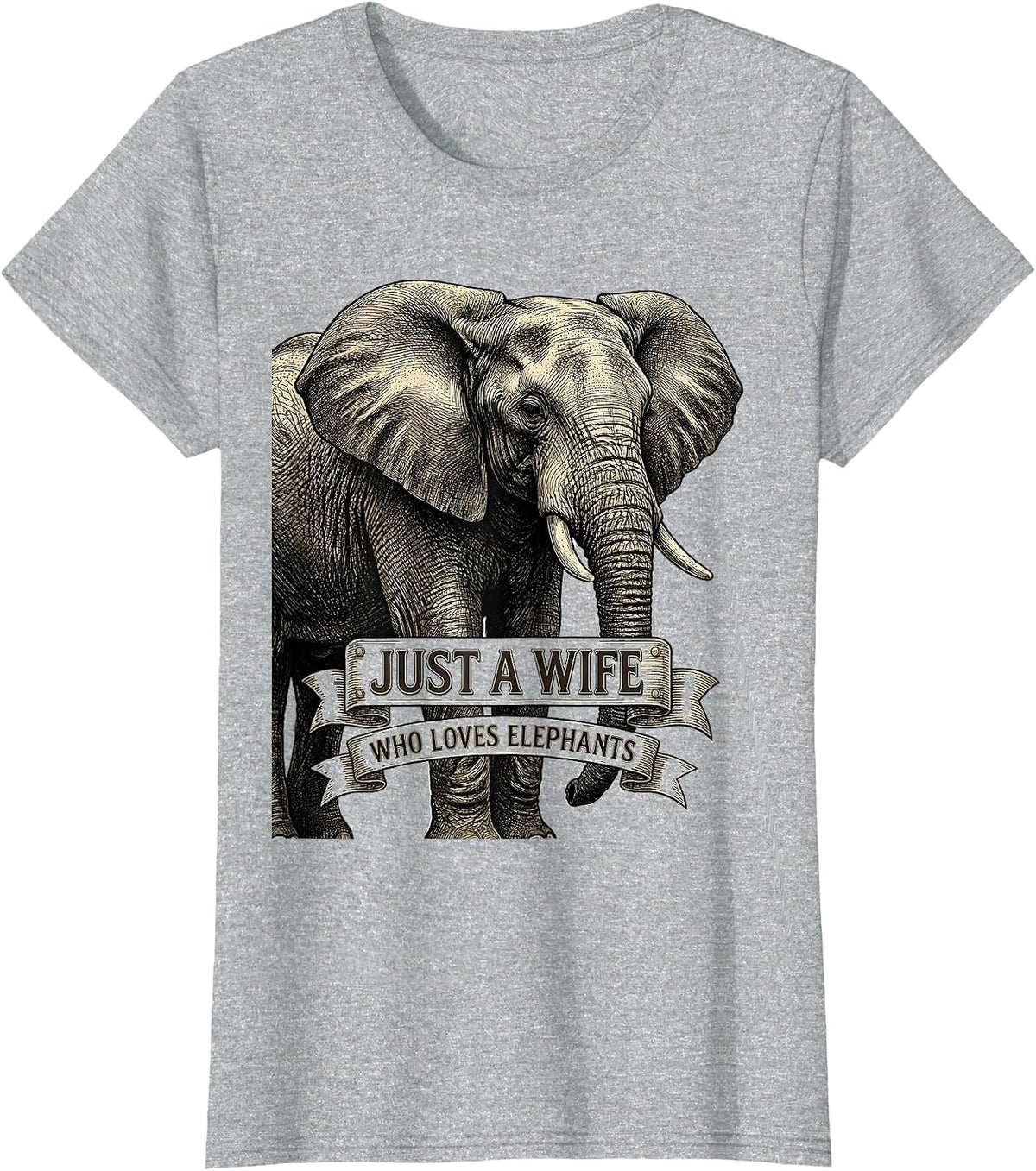 Women's Just A Wife Who Loves Elephants Cute Elephant Lover Animal T-Shirt - Heather Grey