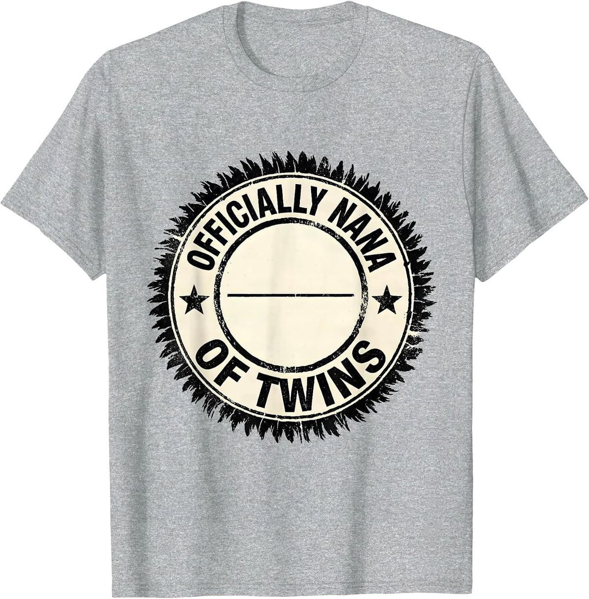 Men's Officially Nana Of Twins Rubber Stamp Grandma Of Twins T-Shirt - Heather Grey