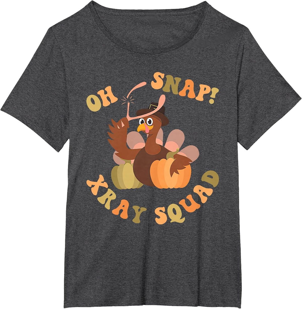 Oh Snap Xray Squad Turkey Pumpkin Fall Radiology X-Ray Tech T-Shirt - Dark Heather Grey