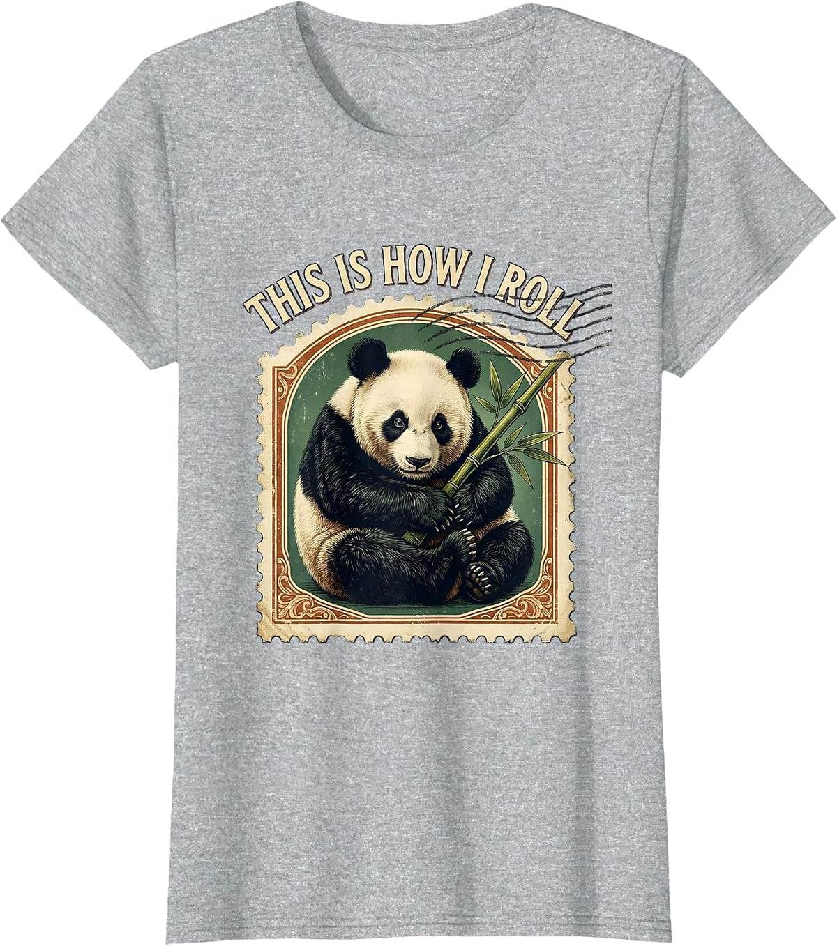 Women's This Is How I Roll Vintage Panda Lover Humor Kids Teens T-Shirt - Heather Grey