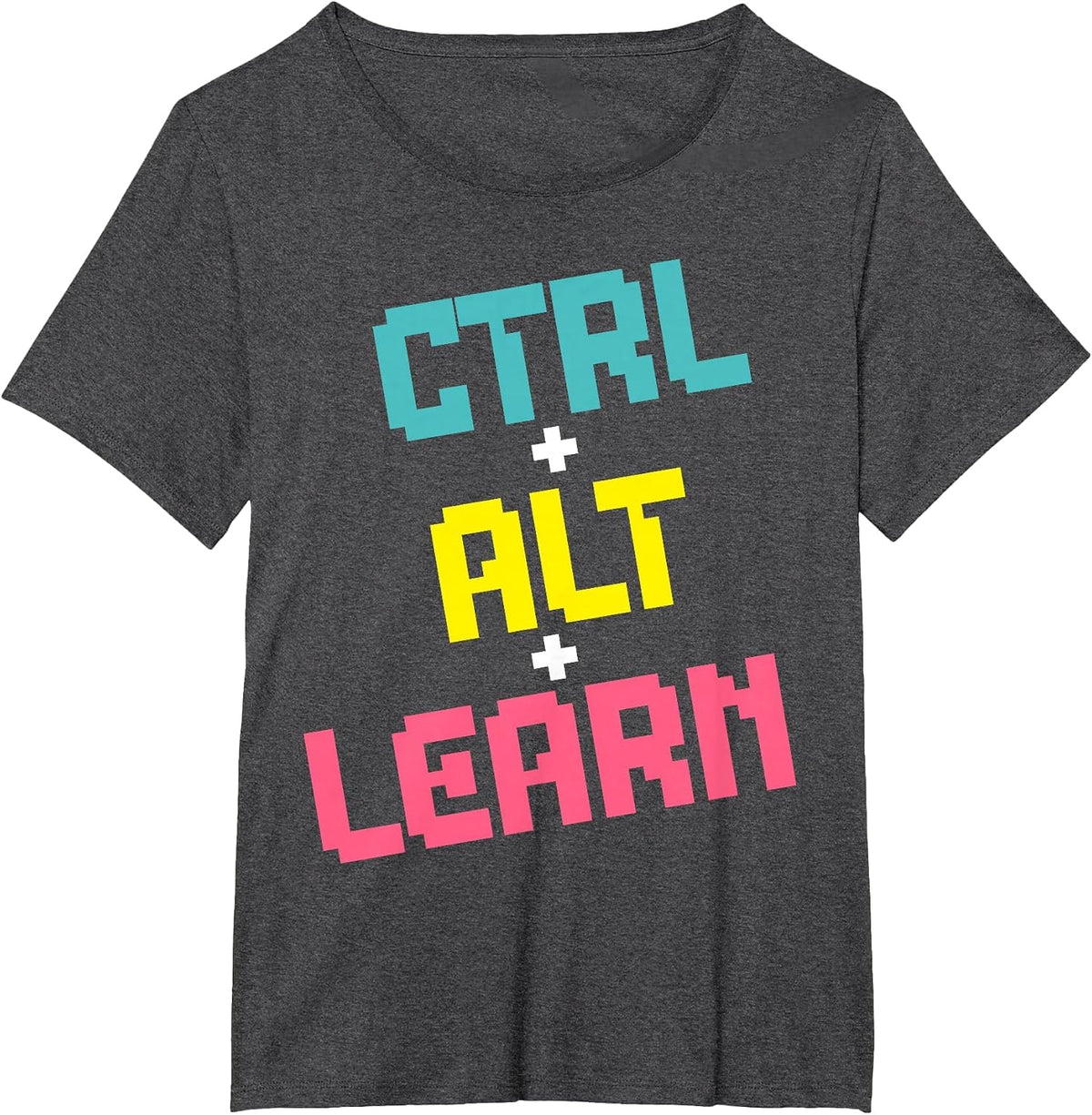 Computer Teacher Back to School Kids Ctrl + Alt + Learn T-Shirt - Dark Heather Grey