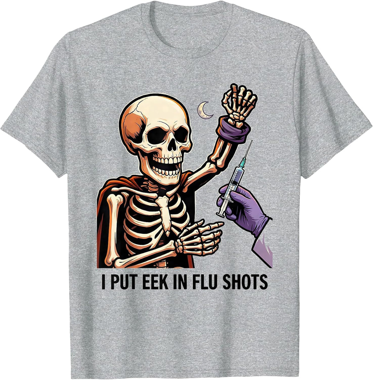 Men's I Put Eek In Flu Shots Funny Halloween Nurse Ghost Flu Shot T-Shirt - Heather Grey