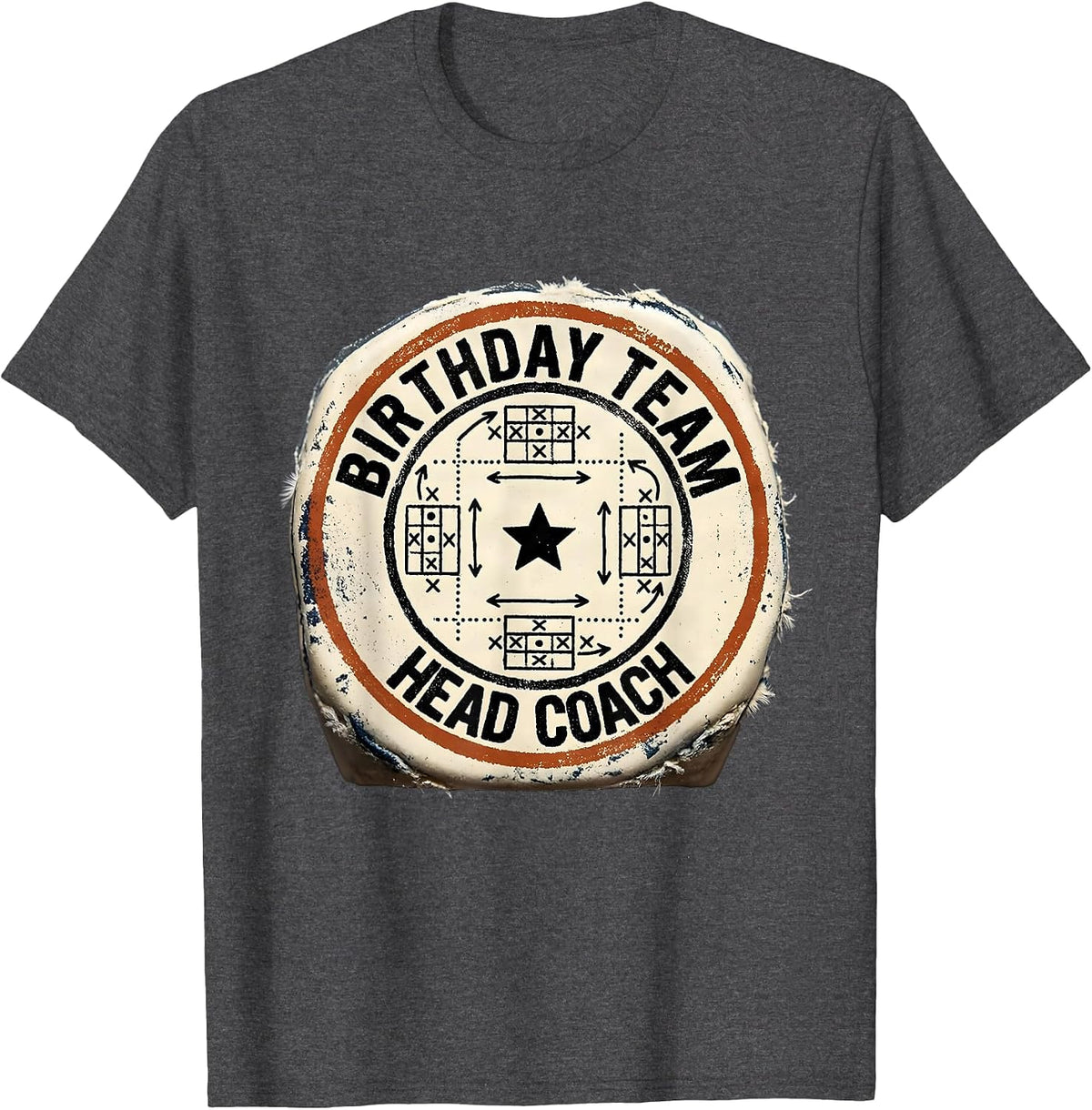 Birthday Team Head Coach Rubber Stamp Sports Family Matching T-Shirt - Dark Heather Grey