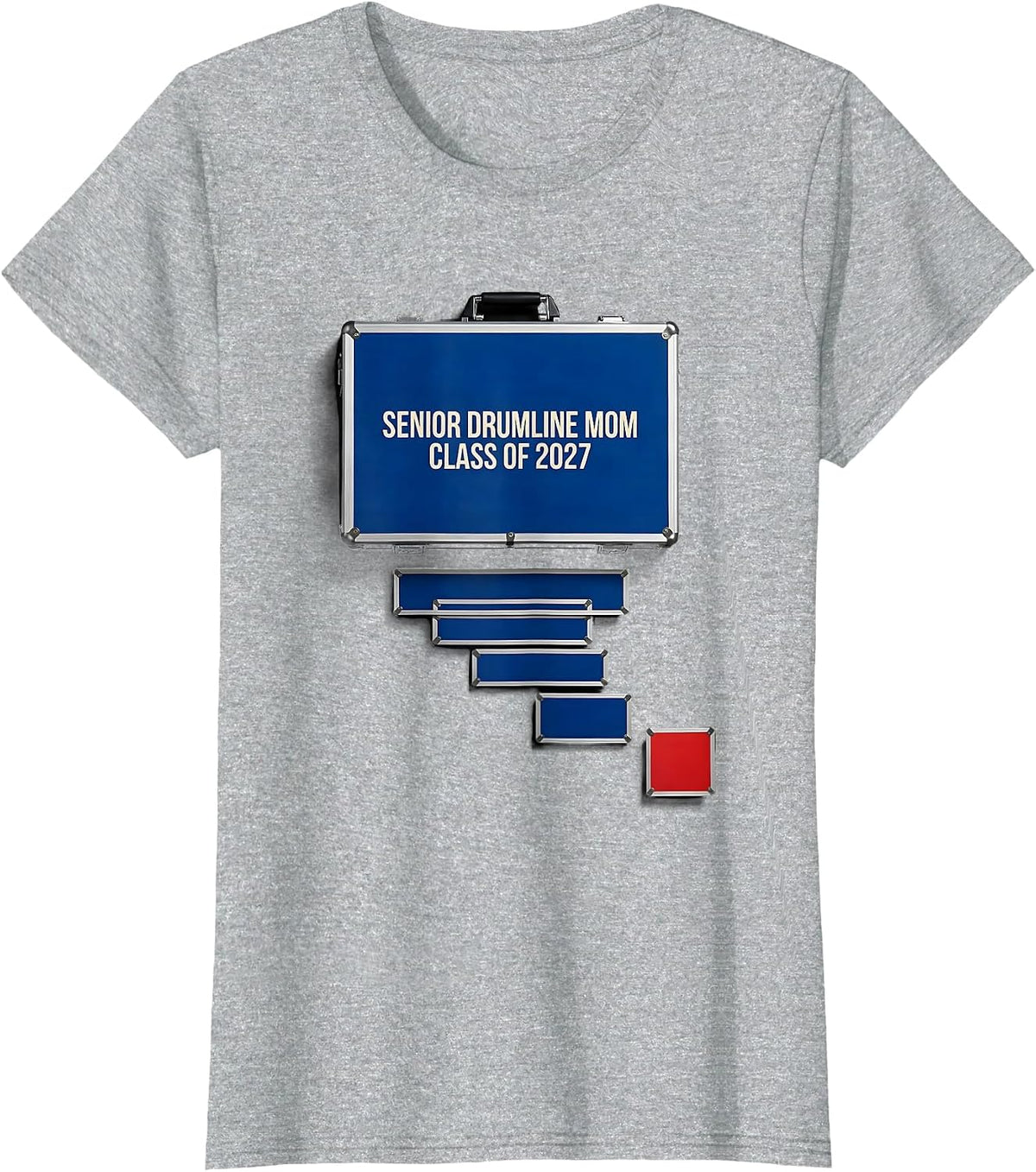 Senior Drumline Mom Class Of 2027 Geometric Marching Band T-Shirt - Heather Grey