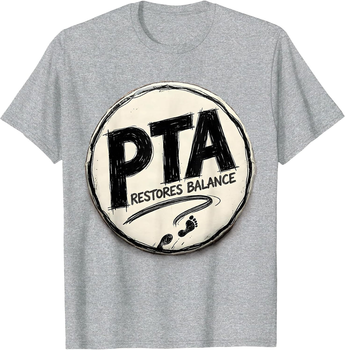 Men's PTA Restores Balance Hand-Sketched Physical Therapy T-Shirt - Heather Grey