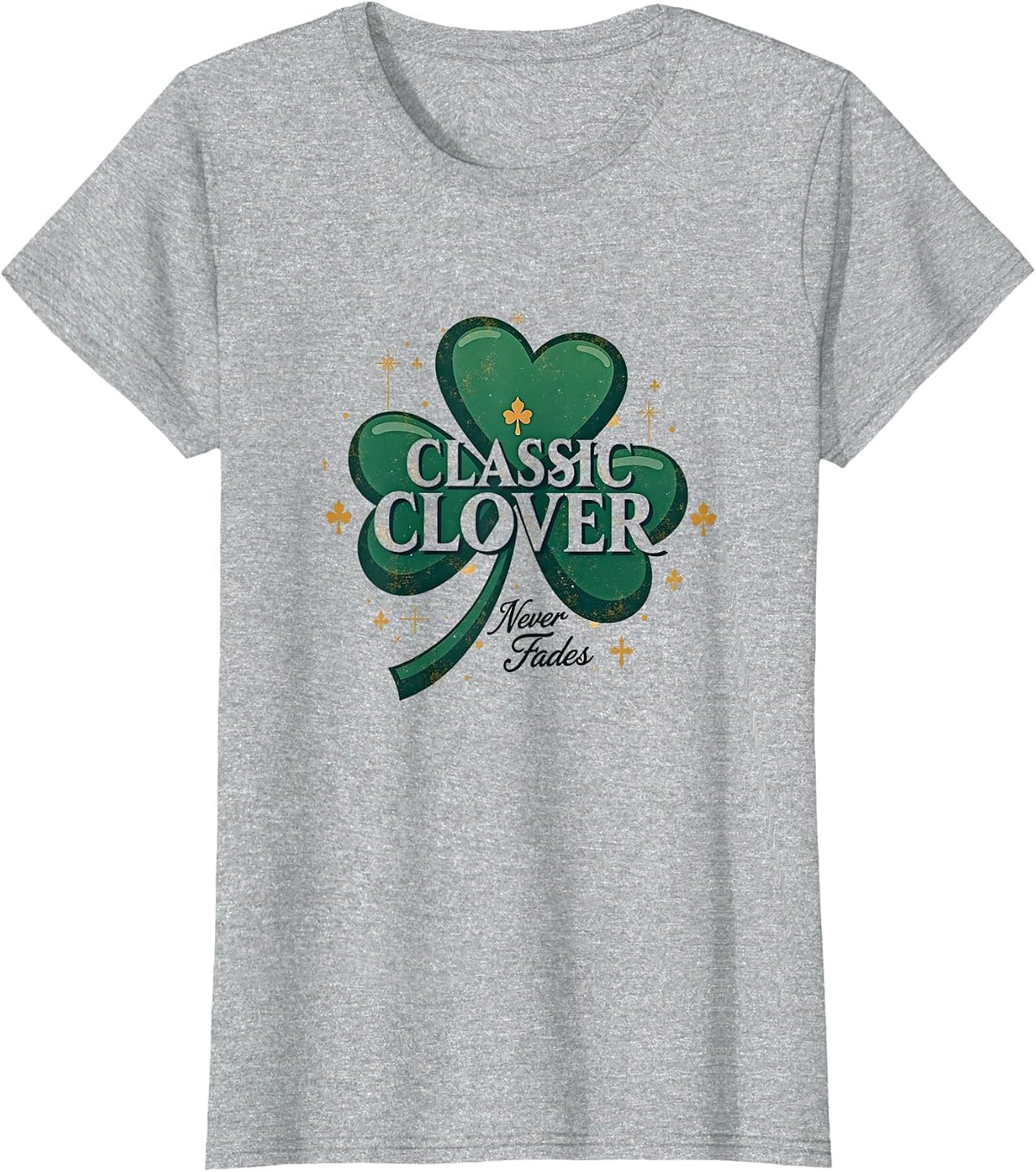 Classic Clover Never Fades Vintage Shamrock T-Shirt - Heather Grey