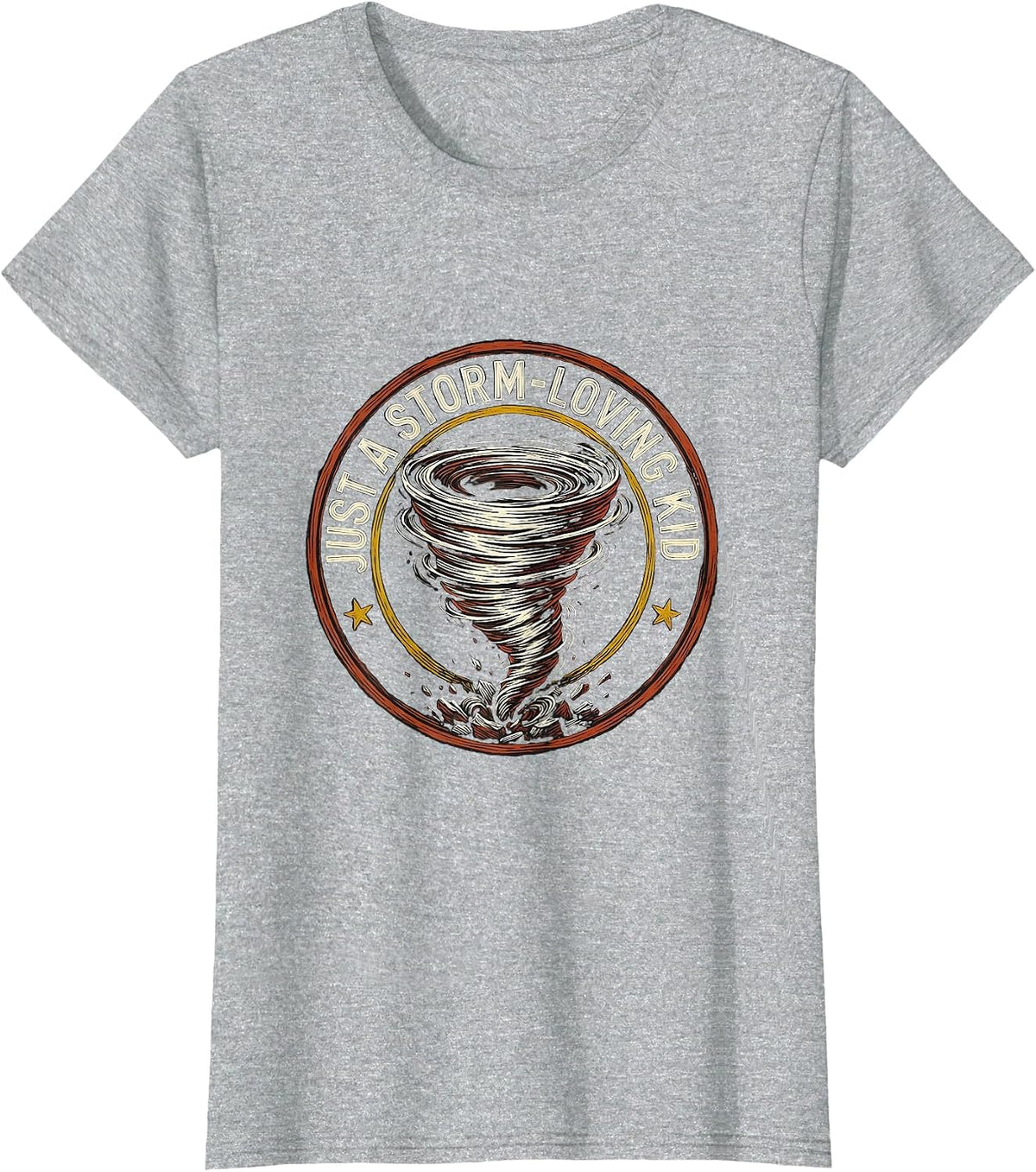 Just A Storm-Loving Kid Funny Tornado Storm Chaser T-Shirt - Heather Grey