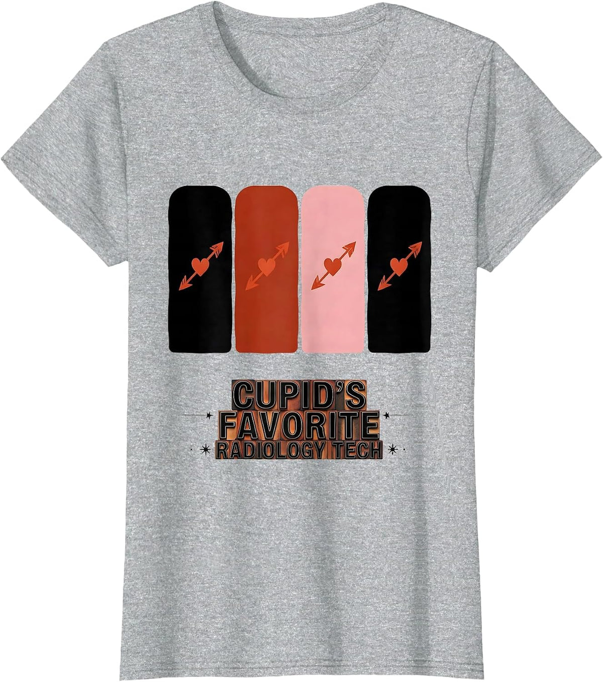Cupid's Favorite Radiology Tech Funny Occupation Valentine T-Shirt - Heather Grey