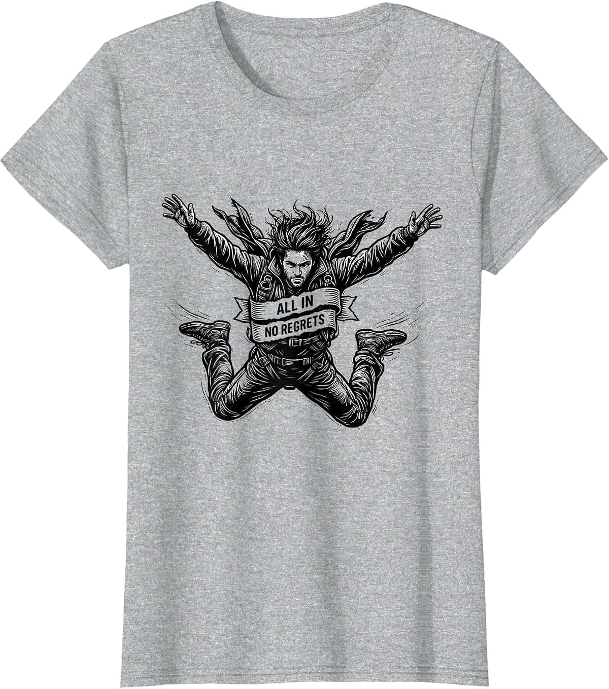 Falls Out Balls Out All In No Regrets Design T-Shirt - Heather Grey