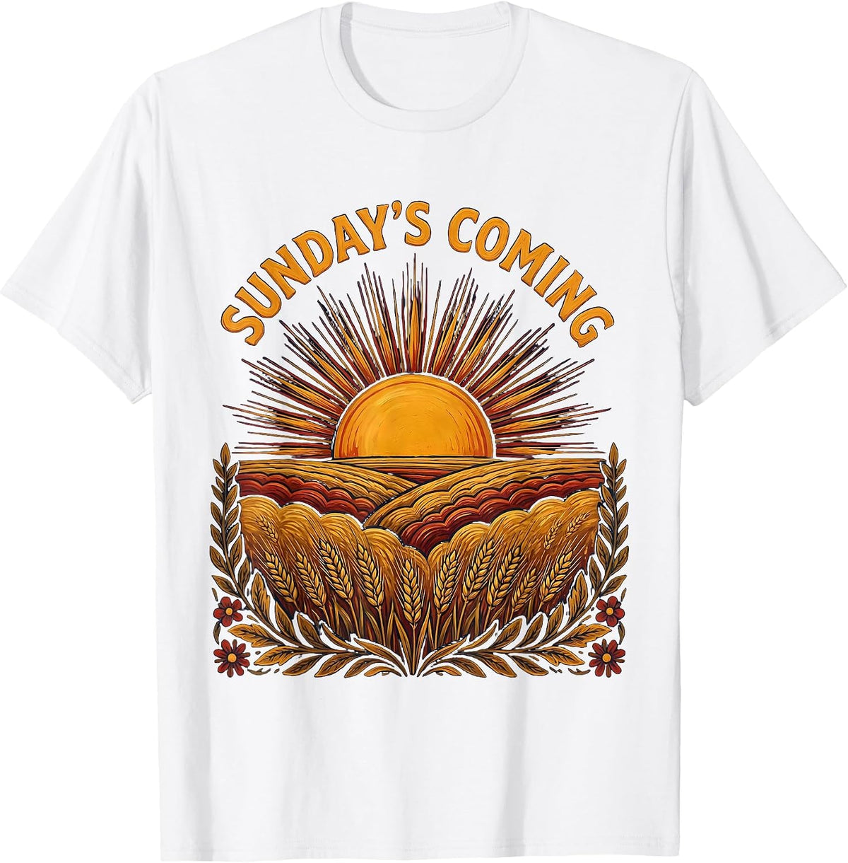 Sunday's Coming Sunrise Faith Graphic Design T-Shirt - White