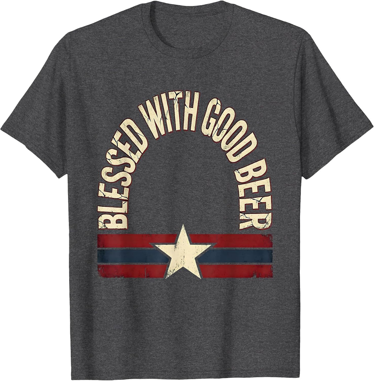 Blessed With Good Beer Craft Beer Lover Design T-Shirt - Dark Heather Grey