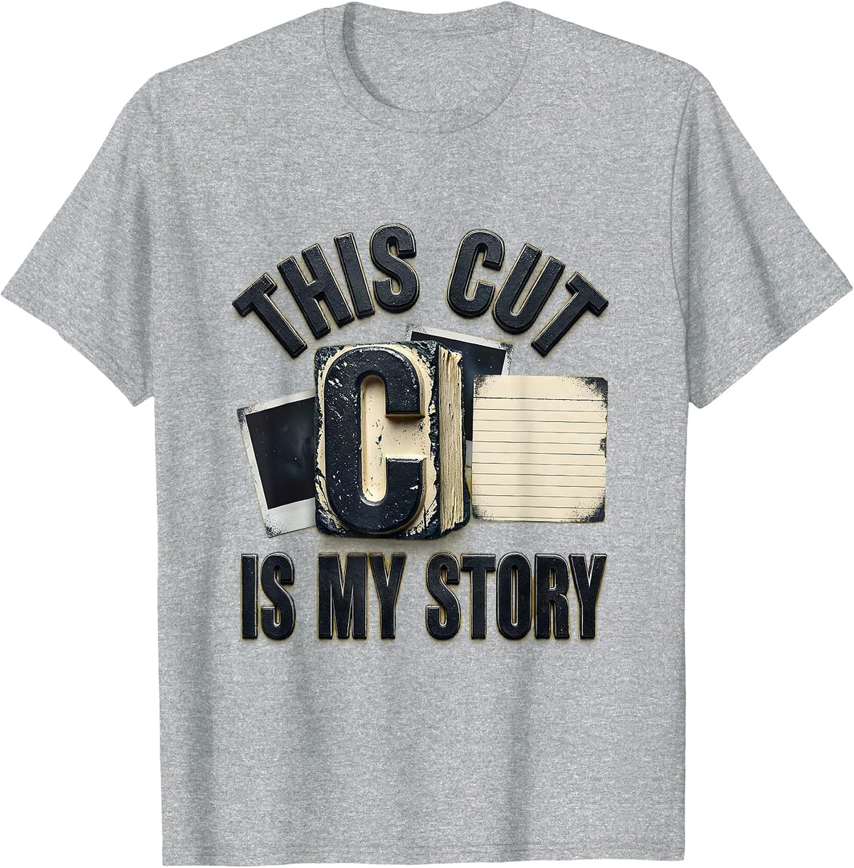 Men's This Cut Is My Story Rubber Stamp Scrapbooking Humor T-Shirt - Heather Grey
