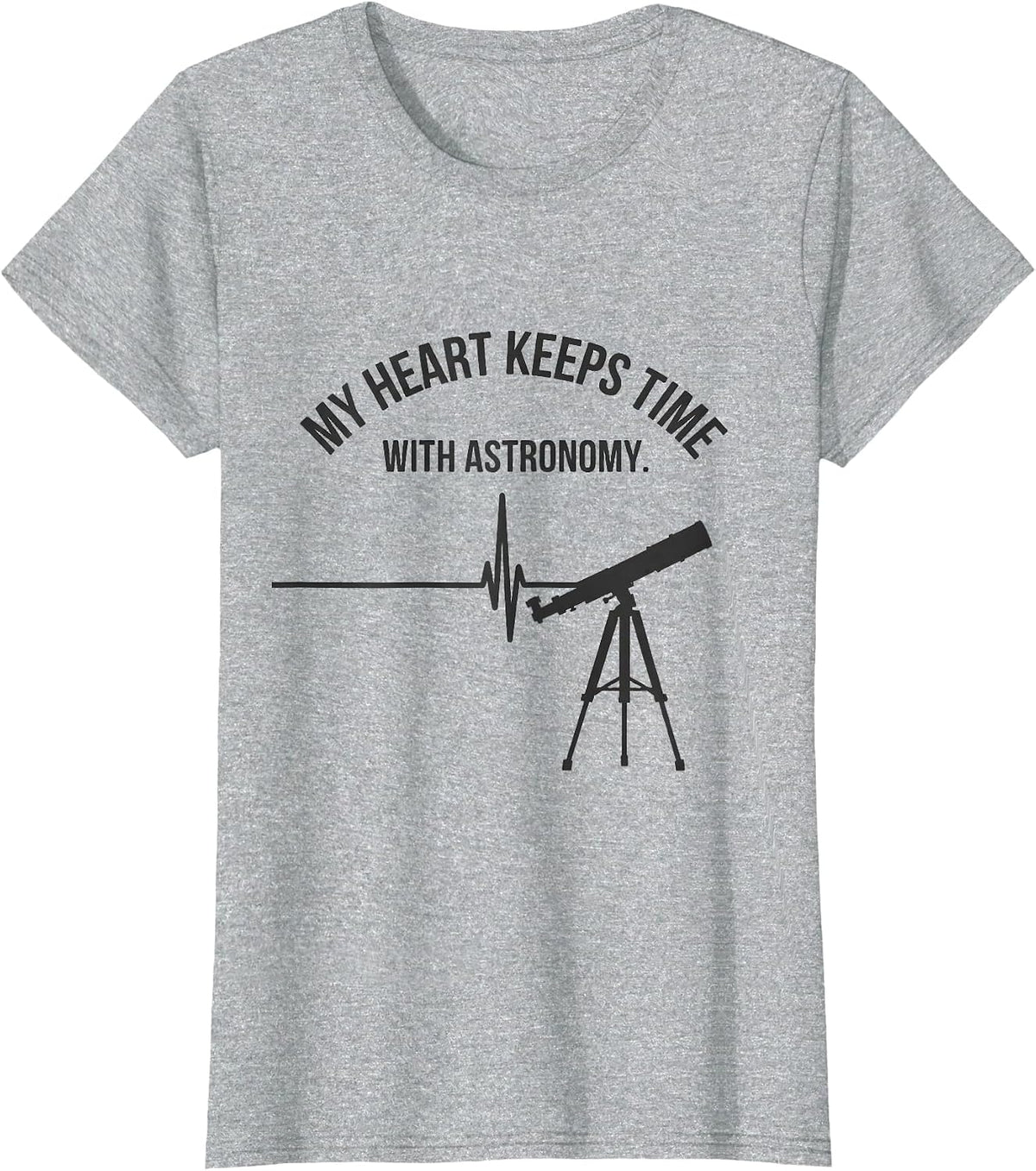 My Heart Keeps Time With Astronomy Monochromatic Hobbyist T-Shirt - Heather Grey