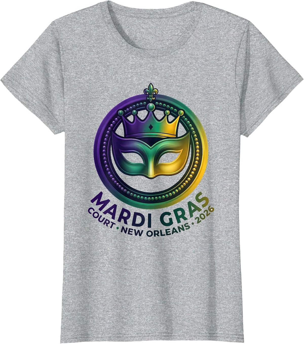 Women's Mardi Gras Court New Orleans 2026 Carnival Party Costume T-Shirt - Heather Grey