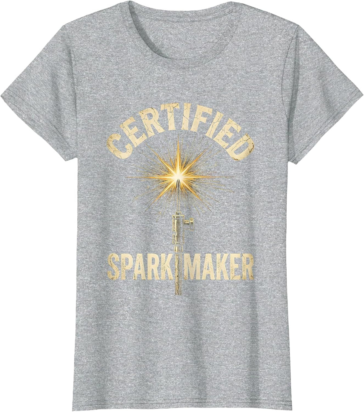 Women's Certified Spark Maker Welder Graphic Design T-Shirt - Heather Grey