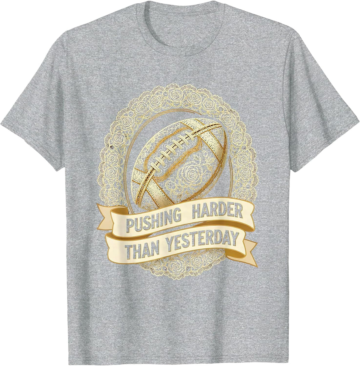 Men's Pushing Harder Than Yesterday Rugby Design T-Shirt - Heather Grey