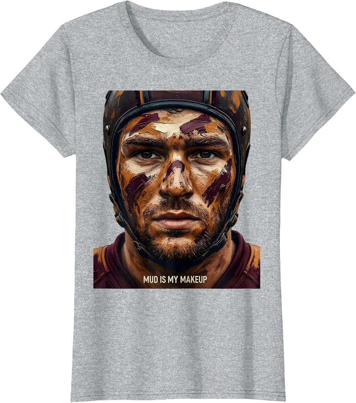 Women's Mud Is My Makeup Rugby Graphic Design T-Shirt - Heather Grey