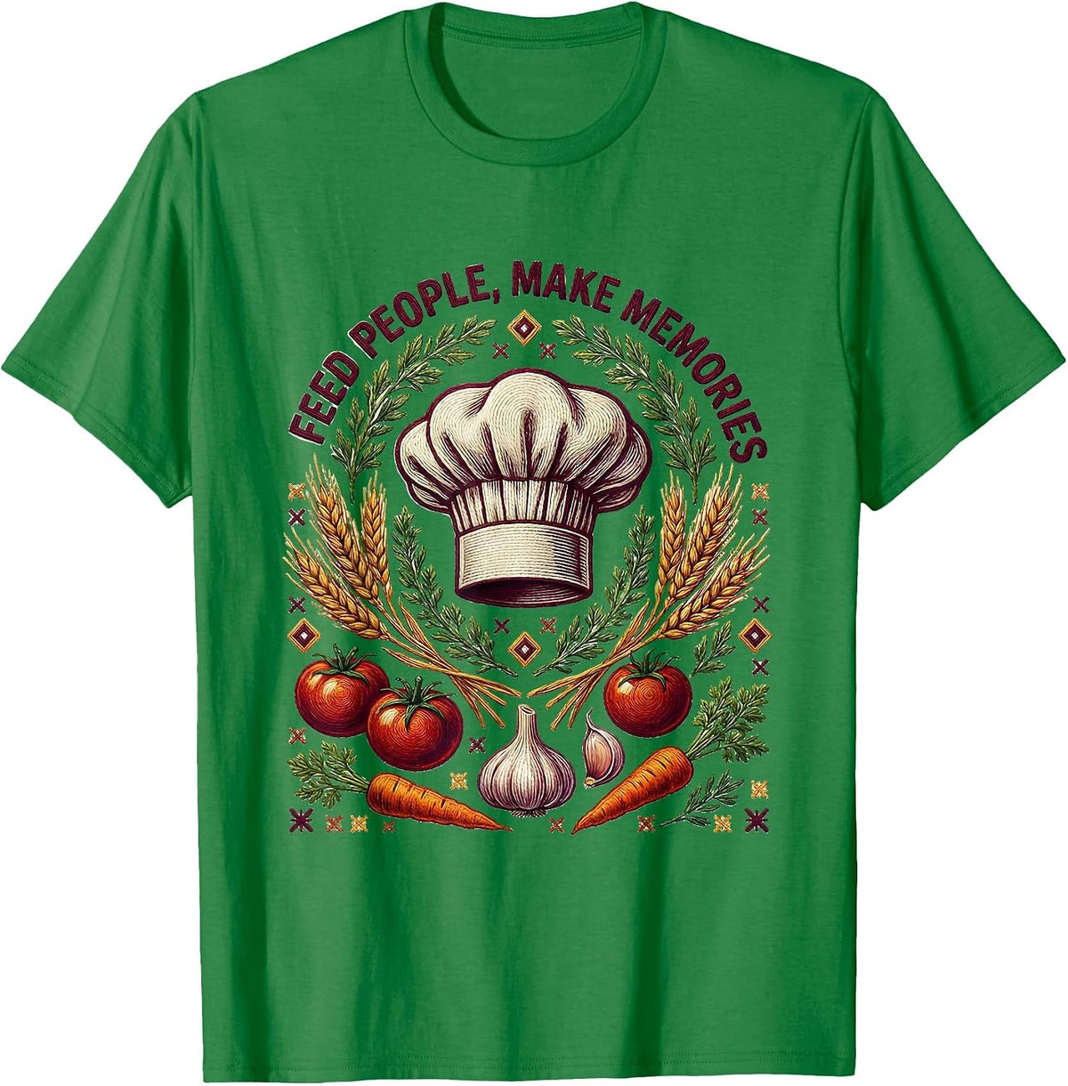 Men's Feed People Make Memories Chef Design T-Shirt - Kelly Green