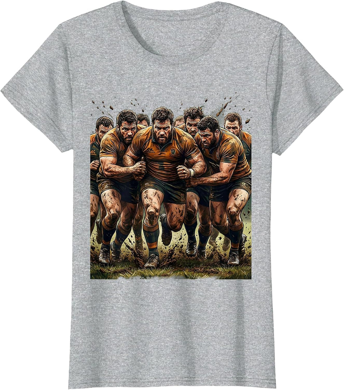Rugby Forwards Stampede Graphic Design T-Shirt - Heather Grey