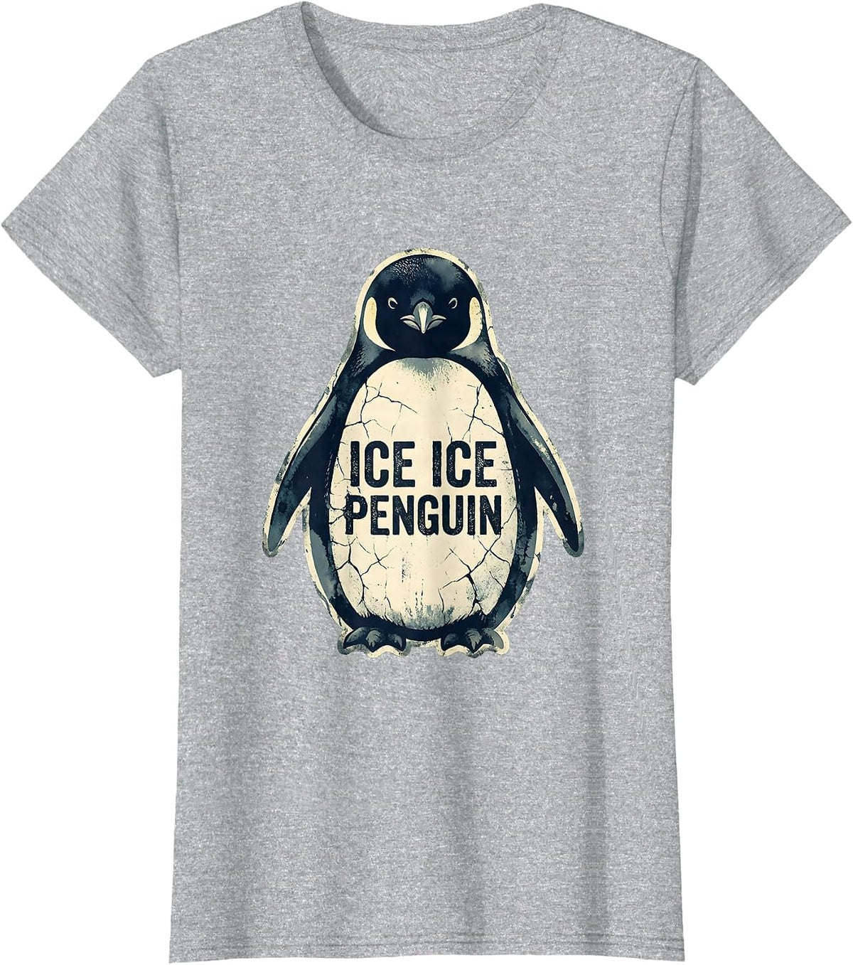 Ice Ice Penguin Funny Arctic Bird Design T-Shirt - Heather Grey