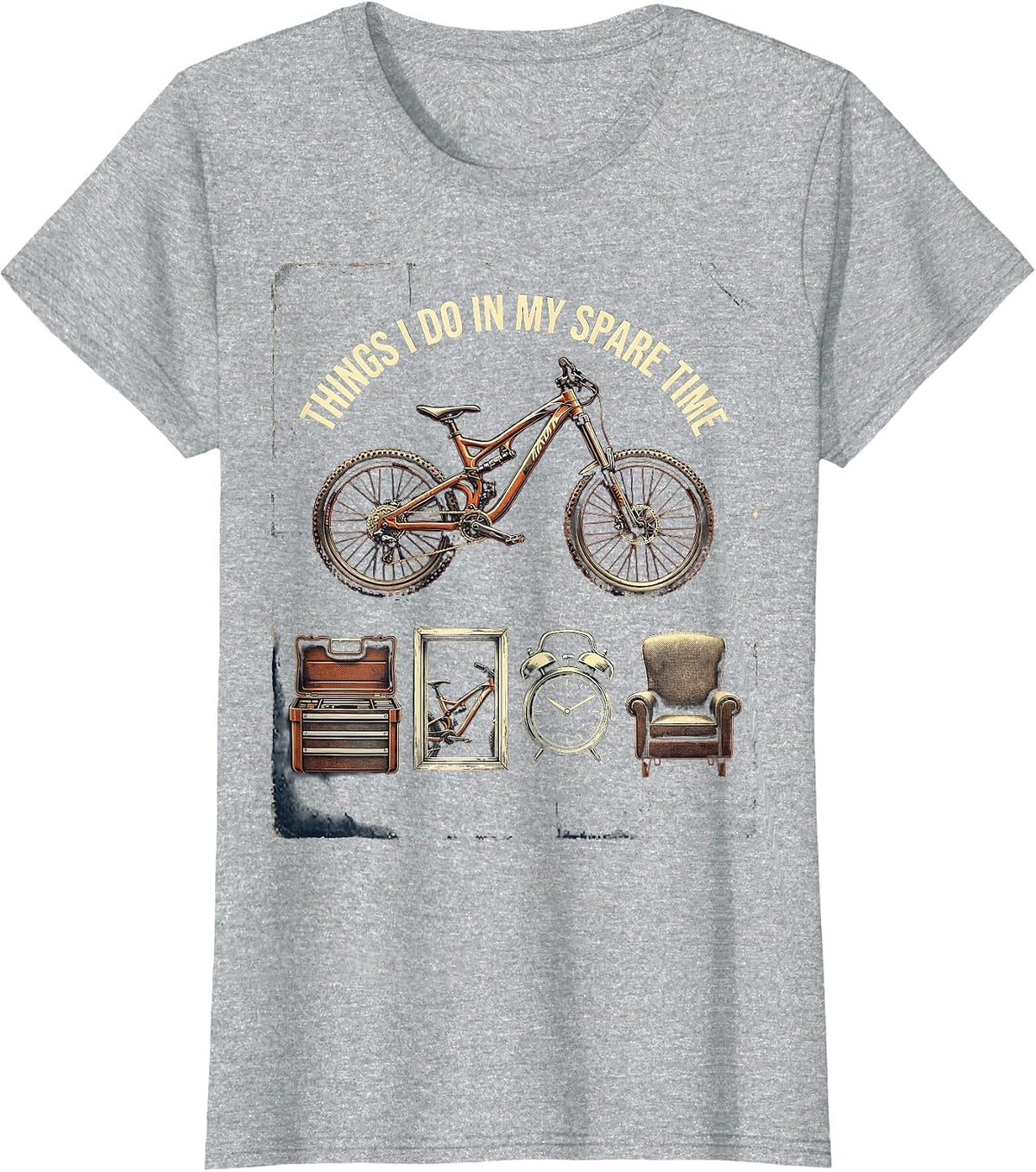 Things I Do In My Spare Time Vintage Mountain Bike Biker T-Shirt - Heather Grey