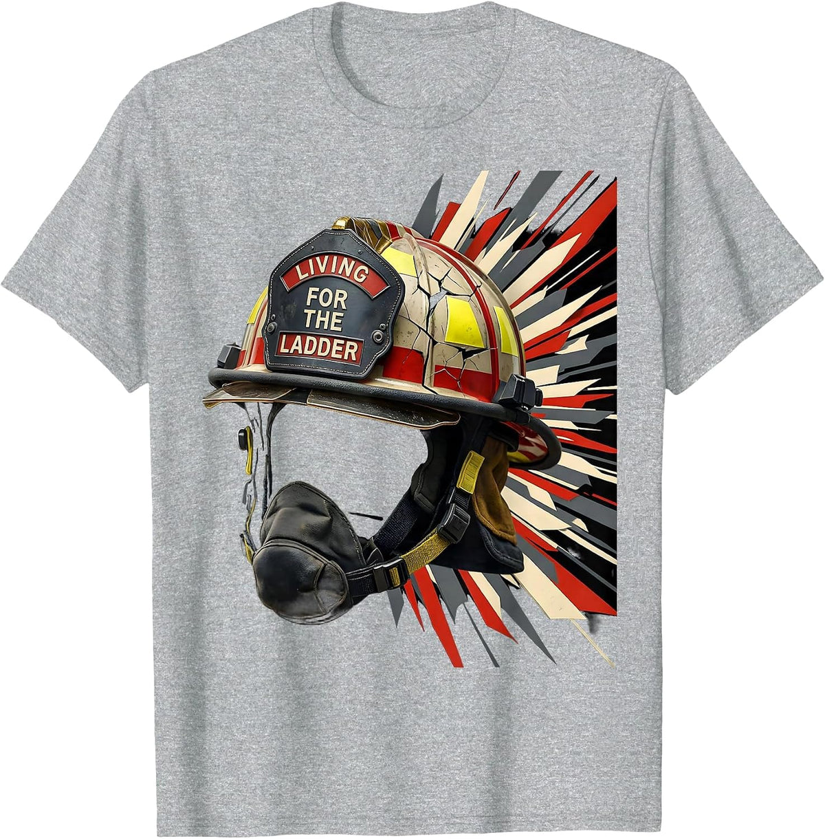 Men's Living for the Ladder Firefighter Graphic Design T-Shirt - Heather Grey