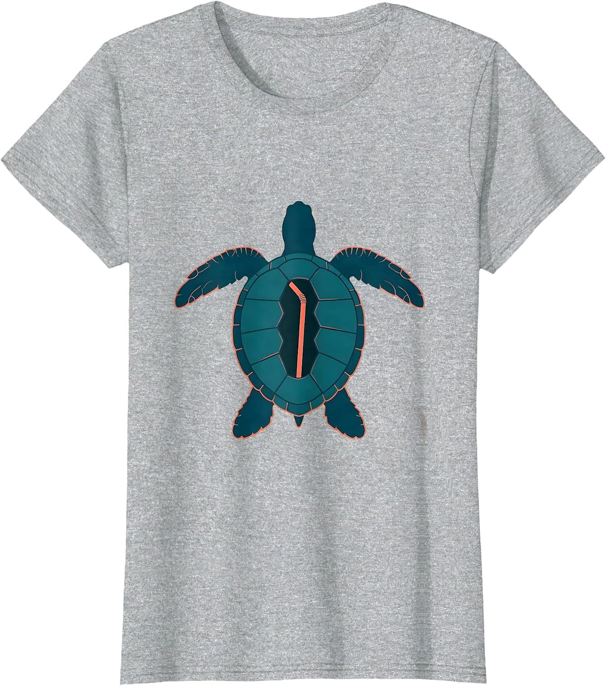 Women's Sea Turtle Silhouette Ocean Animal Vacation Souvenir T-Shirt - Heather Grey