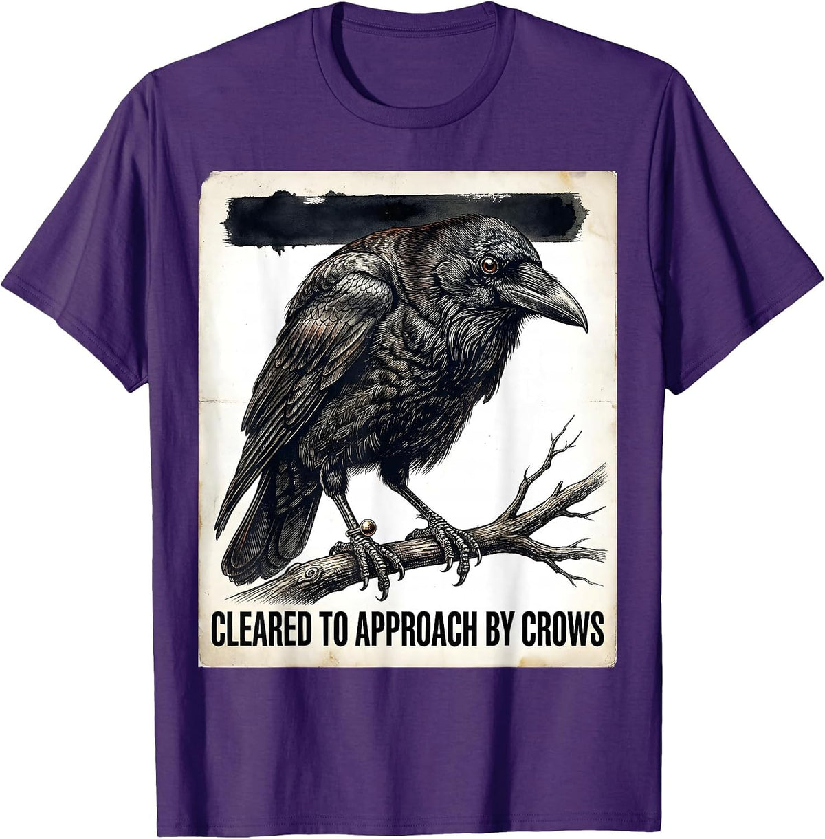 Cleared To Approach By Crows Vintage Dark Humor Crow Lover T-Shirt - Purple