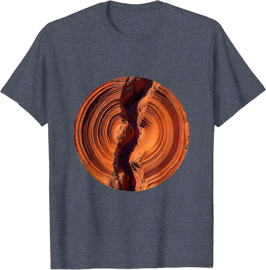 Red Rock Canyon Aerial Layers National Park Design T-Shirt - Heather Blue