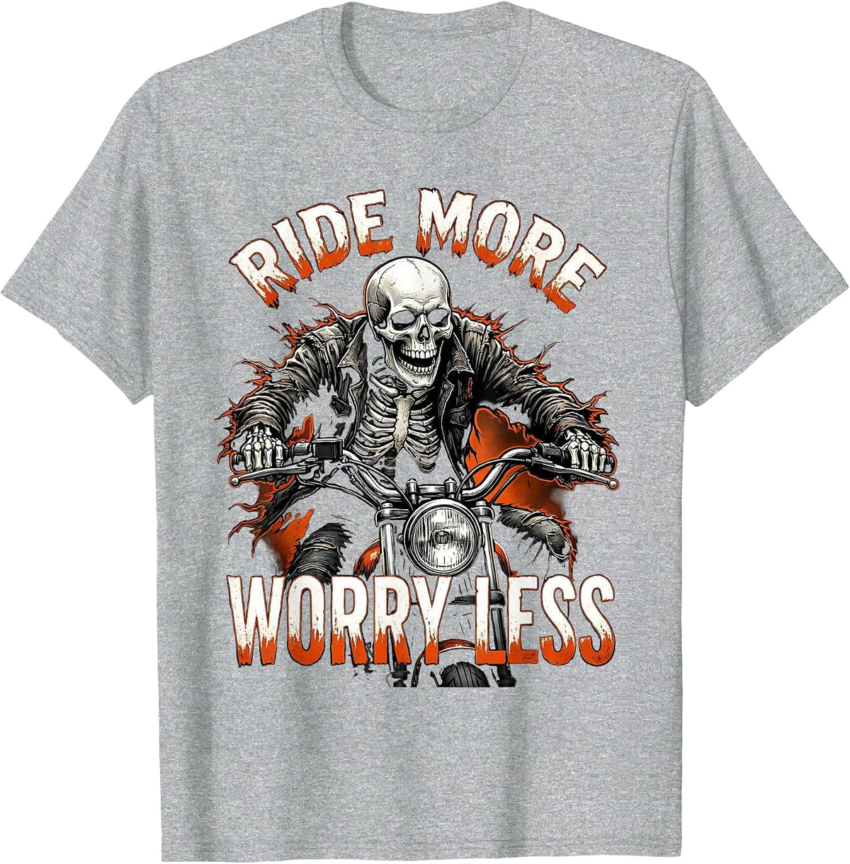Men's Ride More Worry Less Motorcycle Design T-Shirt - Heather Grey