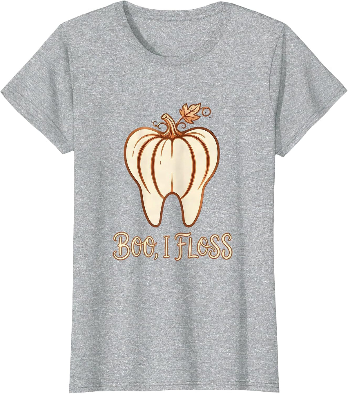 Boo I Floss Funny Dental Hygienist Boho Halloween Tooth T-Shirt - Heather Grey