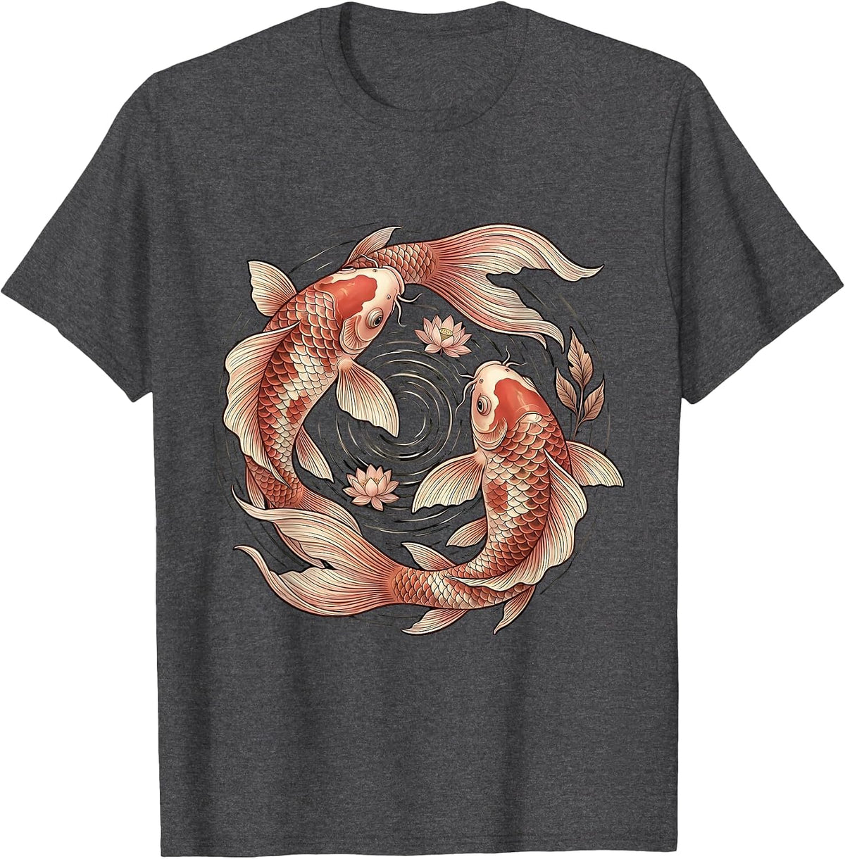 Koi Fish Pink Water Breast Cancer Awareness T-Shirt - Dark Heather Grey