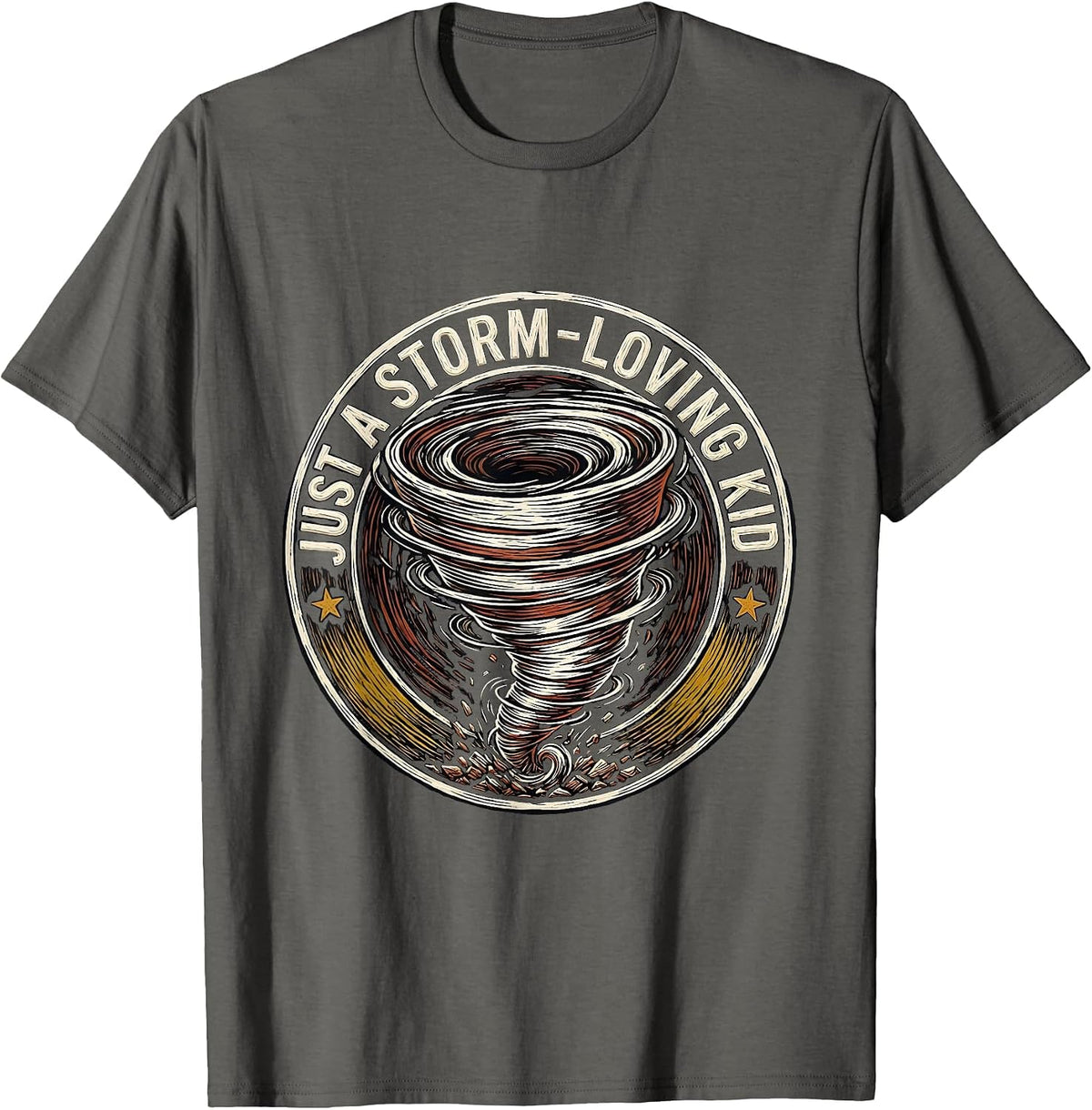 Men's Just A Storm-Loving Kid Funny Tornado Storm Chaser T-Shirt - Asphalt Grey