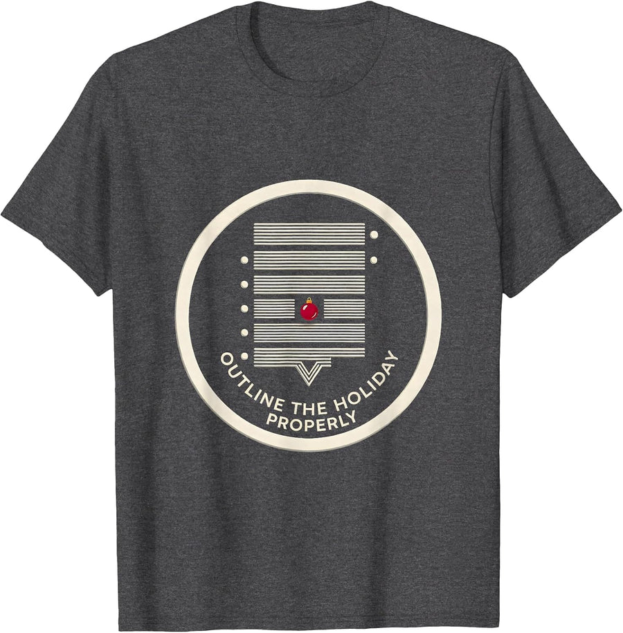 Men's Outline The Holiday Properly Funny Math Teacher Christmas T-Shirt - Dark Heather Grey
