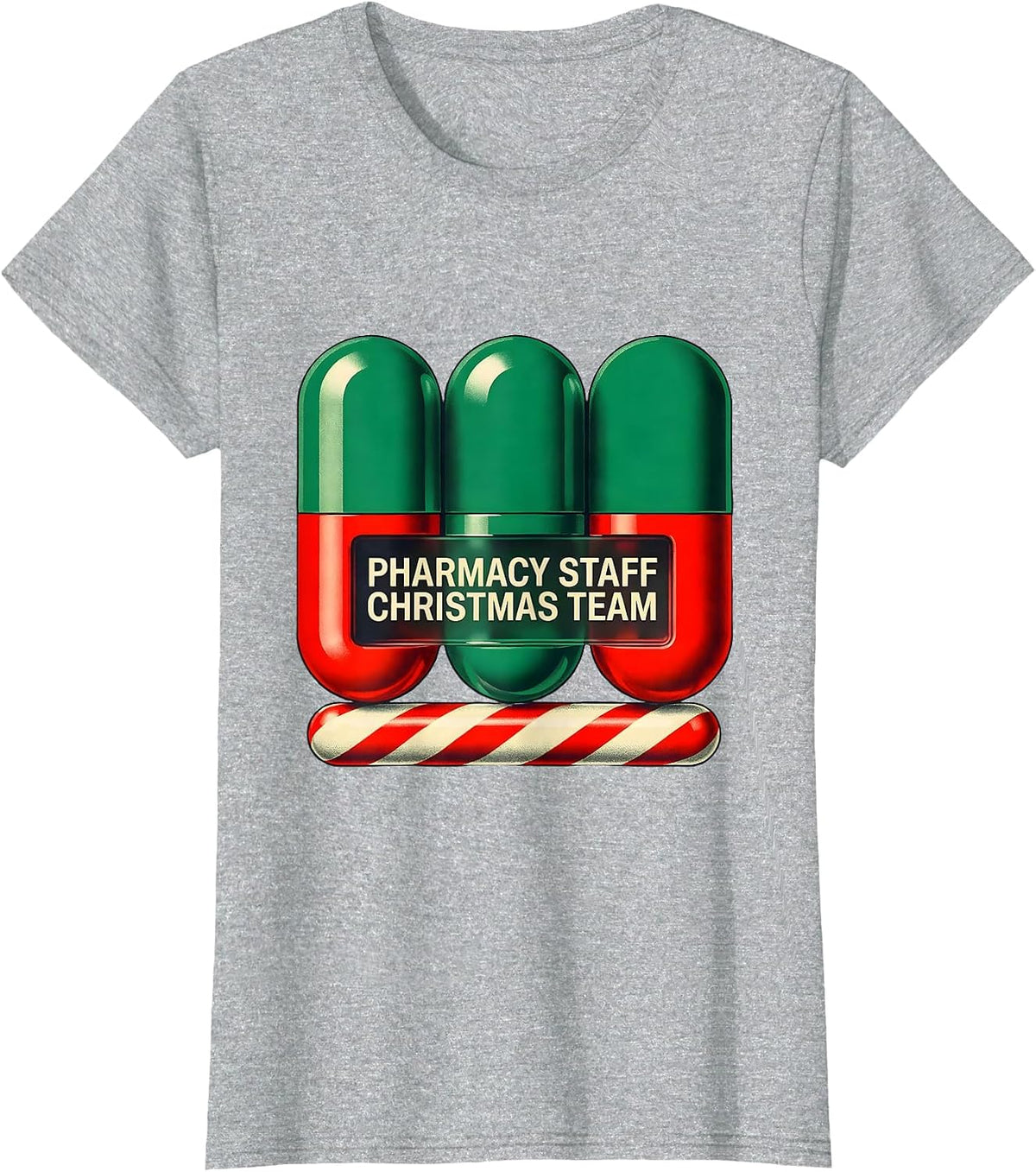Pharmacy Staff Christmas Team Funny Pharmacy Technician T-Shirt - Heather Grey