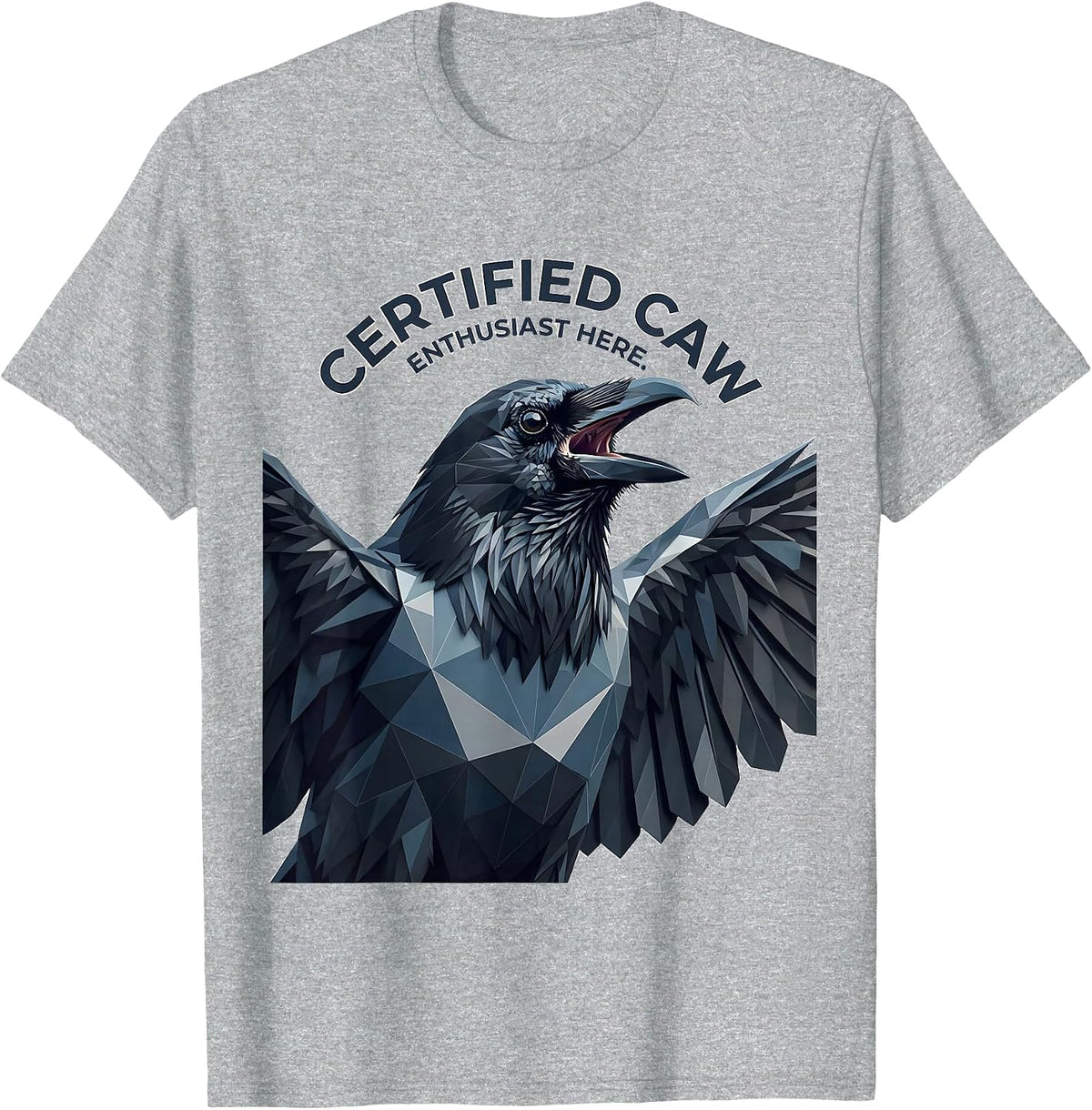 Men's Certified Caw Enthusiast Crow Lover Design T-Shirt - Heather Grey