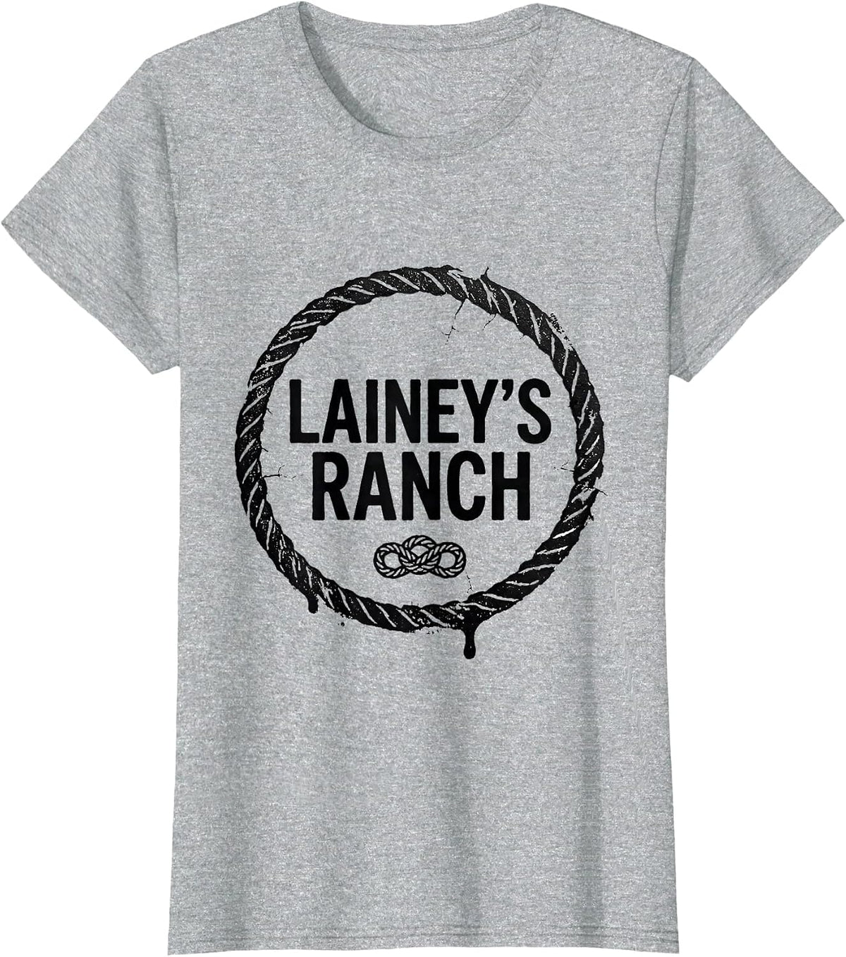 Women's Lainey's Ranch Rubber Stamp Personalized Name Western T-Shirt - Heather Grey