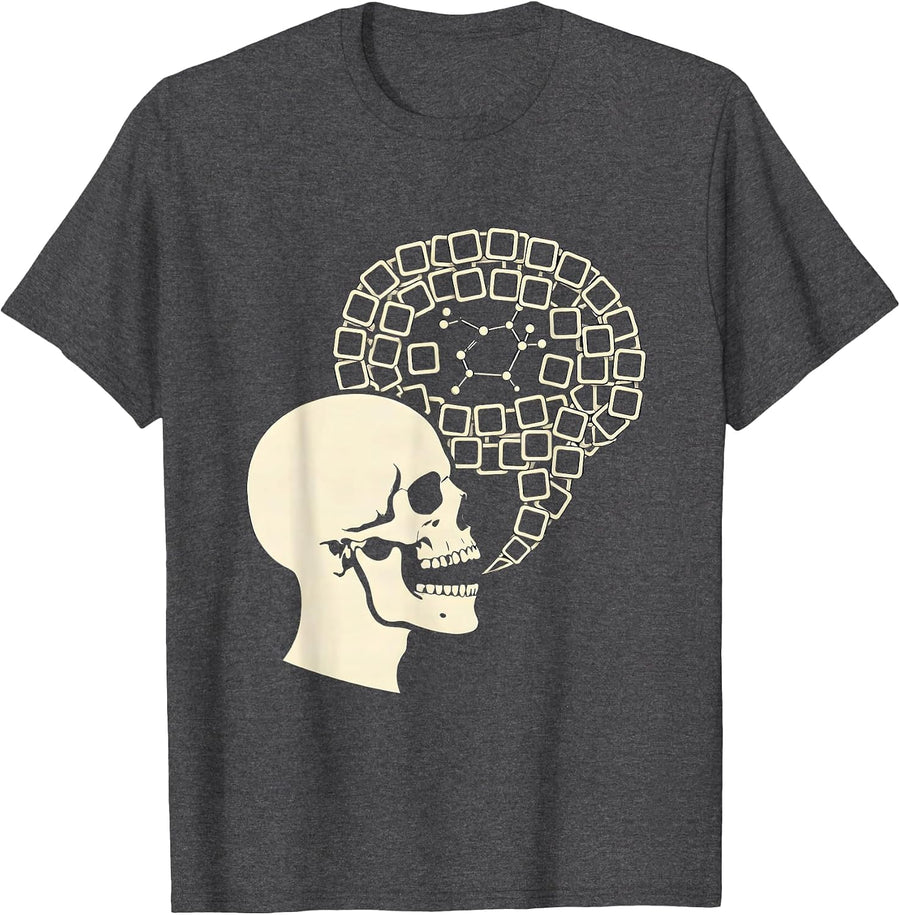Men's Periodic Table Head Silhouette Chemistry Humor Science Lover T-Shirt - Dark Heather Grey