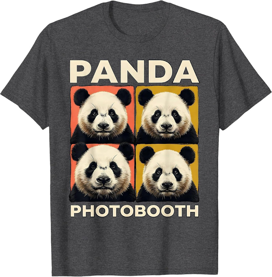 Men's Panda Photobooth Funny Animal Portrait Whimsical T-Shirt - Dark Heather Grey