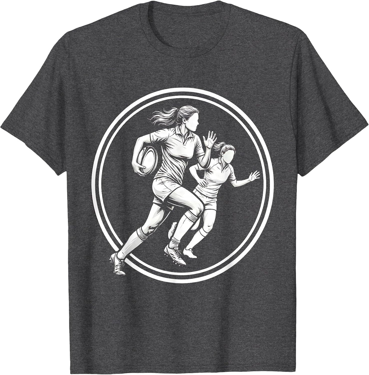 Rugby Speed Burst Graphic - Outrunning the Defense T-Shirt - Dark Heather Grey