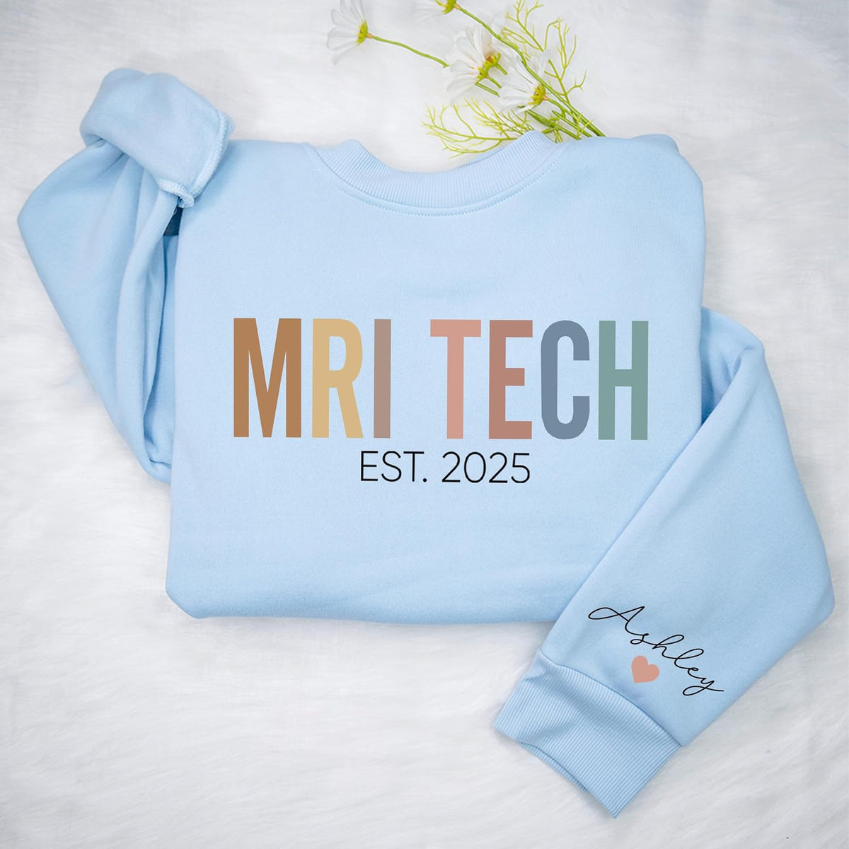 Personalized MRI Tech Sweatshirt, Custom Radiology Shirt, MRI Technician Gift, Gift for Imaging Specialist - size chart